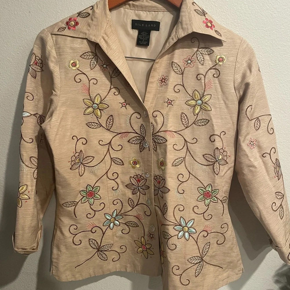 Silkland floral embroidery jacket size Small - Picture 4 of 7